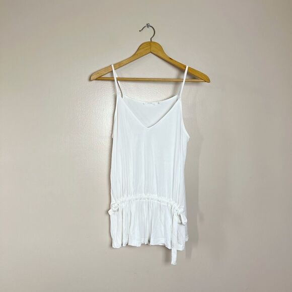 CLEARANCE! White Lush Drawstring Front Tank Size S - Picture 3 of 8